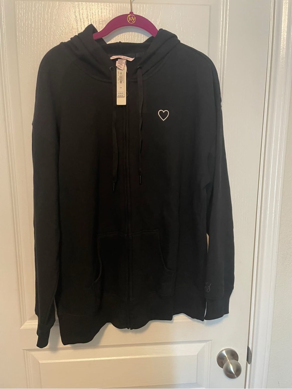 Victoria's Secret Black Zip Hoodie with Heart Emblem